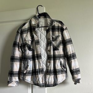 Aeropostale warm jacket buttons plaid colors worn once super cute size xs